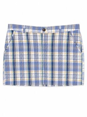 Old Navy Women’s Size 12 Plaid Mini Skirt Blue Yellow Green Cotton Preppy